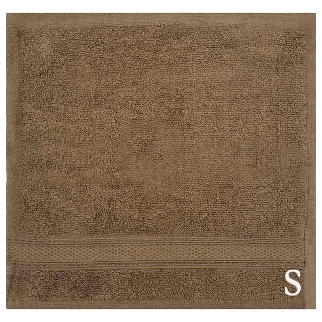 Byft - Letter S Monogrammed Face Towel - 30 x 30 cm - 6pcs - Dark Beige