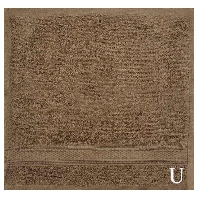 Byft - Letter U Monogrammed Face Towel - 30 x 30 cm - 6pcs - Dark Beige