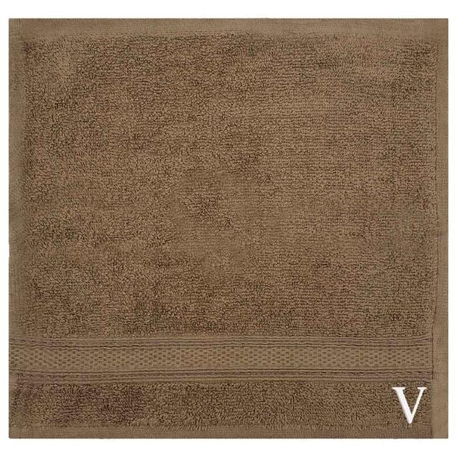 Byft - Letter V Monogrammed Face Towel - 30 x 30 cm - 6pcs - Dark Beige