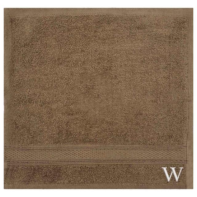 Byft - Letter W Monogrammed Face Towel - 30 x 30 cm - 6pcs - Dark Beige