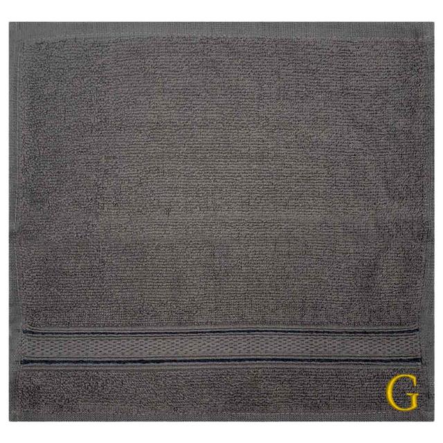 Byft - Letter G Monogrammed Face Towel - 30 x 30 cm - 6pcs - Dark Grey