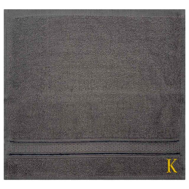 Byft - Letter K Monogrammed Face Towel - 30 x 30 cm - 6pcs - Dark Grey