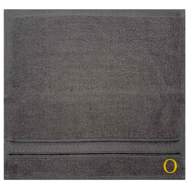 Byft - Letter O Monogrammed Face Towel - 30 x 30 cm - 6pcs - Dark Grey