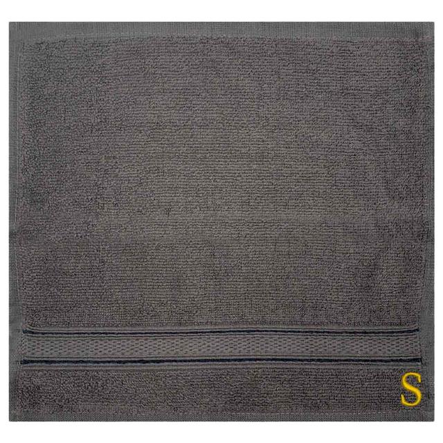 Byft - Letter S Monogrammed Face Towel - 30 x 30 cm - 6pcs - Dark Grey