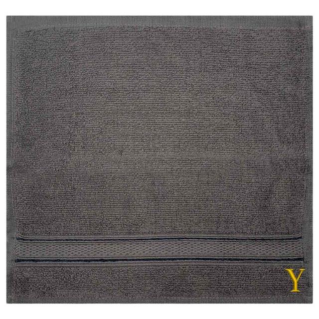 Byft - Letter Y Monogrammed Face Towel - 30 x 30 cm - 6pcs - Dark Grey