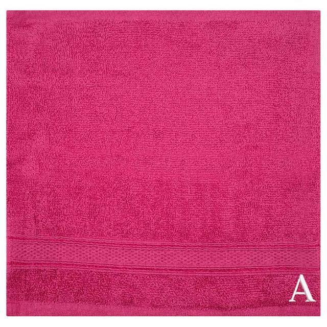 Byft - Letter A Monogrammed Face Towel - 30 x 30 cm - 6pcs - Fuchsia Pink