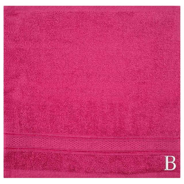 Byft - Letter B Monogrammed Face Towel - 30 x 30 cm - 6pcs - Fuchsia Pink