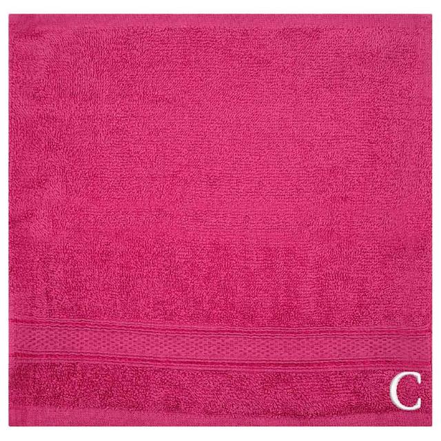 Byft - Letter C Monogrammed Face Towel - 30 x 30 cm - 6pcs - Fuchsia Pink