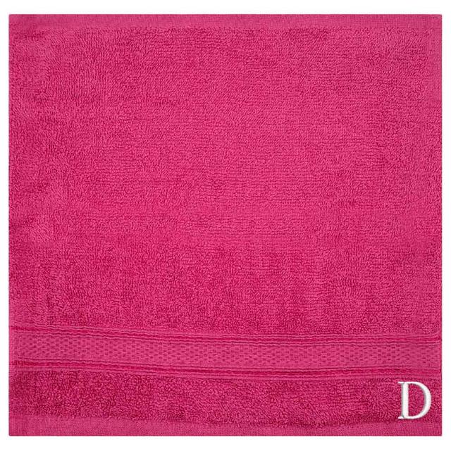 Byft - Letter D Monogrammed Face Towel - 30 x 30 cm - 6pcs - Fuchsia Pink