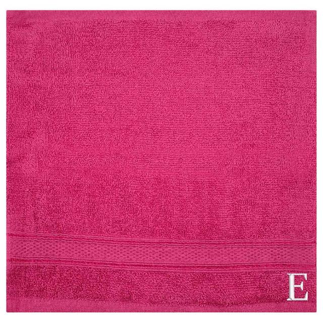 Byft - Letter E Monogrammed Face Towel - 30 x 30 cm - 6pcs - Fuchsia Pink