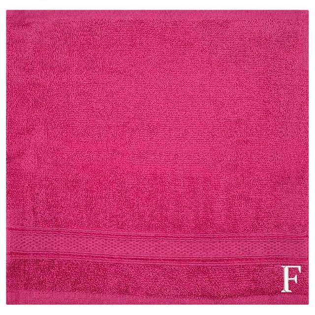 Byft - Letter F Monogrammed Face Towel - 30 x 30 cm - 6pcs - Fuchsia Pink