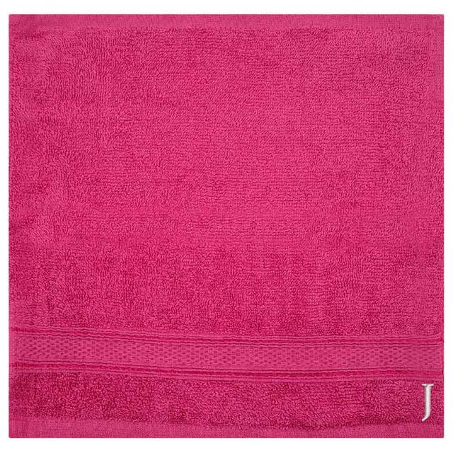 Byft - Letter J Monogrammed Face Towel - 30 x 30 cm - 6pcs - Fuchsia Pink