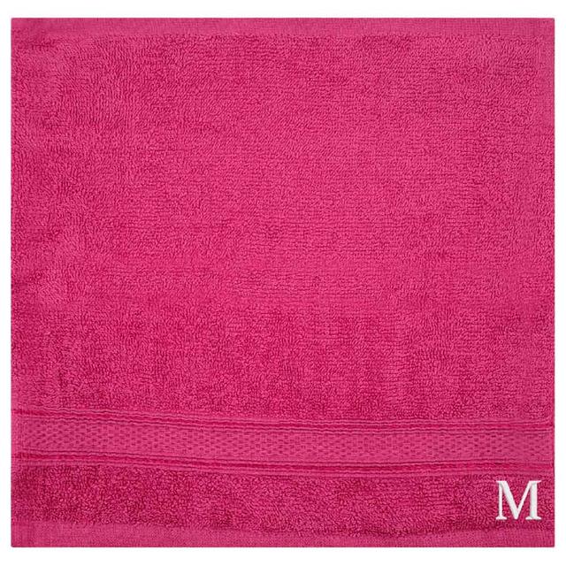 Byft - Letter M Monogrammed Face Towel - 30 x 30 cm - 6pcs - Fuchsia Pink