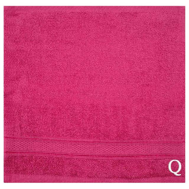 Byft - Letter Q Monogrammed Face Towel - 30 x 30 cm - 6pcs - Fuchsia Pink