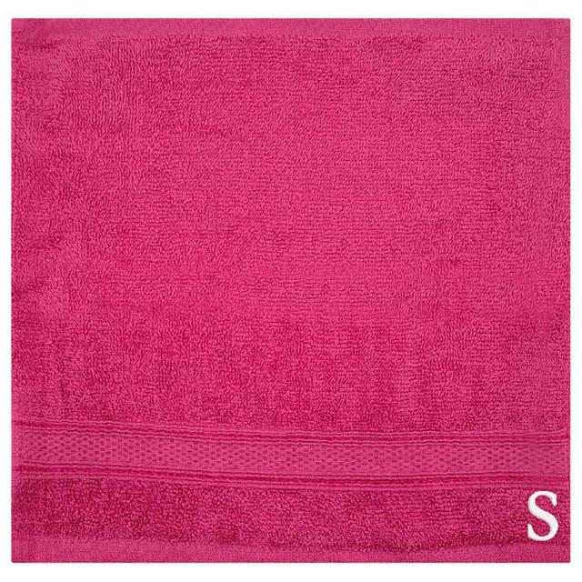 Byft - Letter S Monogrammed Face Towel - 30 x 30 cm - 6pcs - Fuchsia Pink