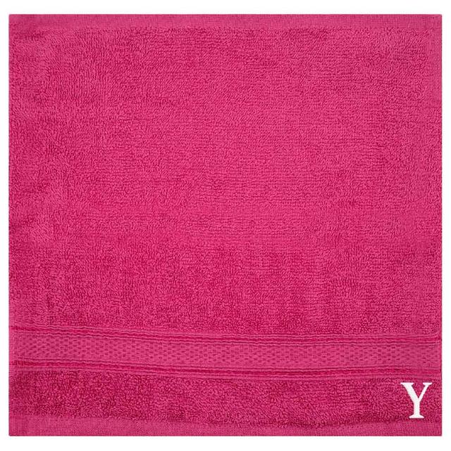 Byft - Letter Y Monogrammed Face Towel - 30 x 30 cm - 6pcs - Fuchsia Pink