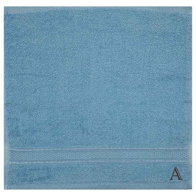 Byft - Letter A Monogrammed Face Towel - 30 x 30 cm - 6pcs - Light Blue