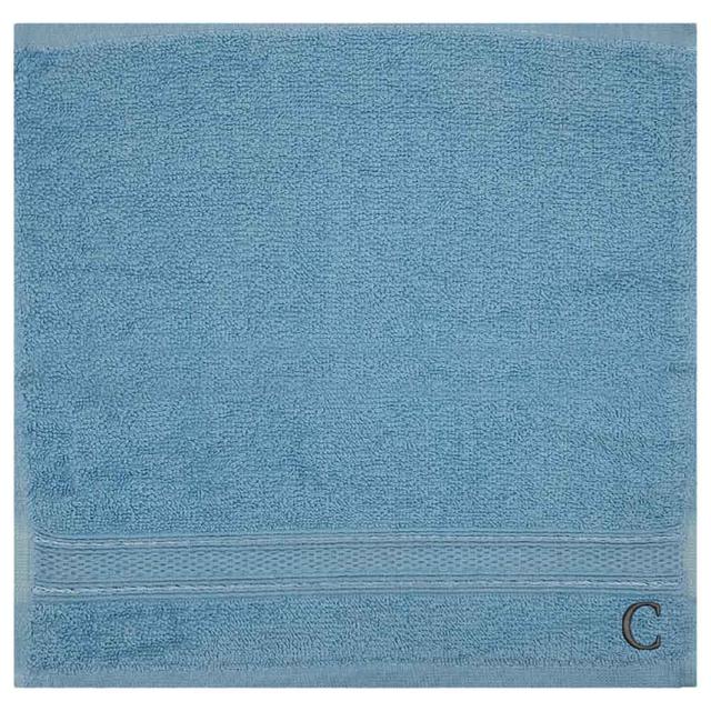 Byft - Letter C Monogrammed Face Towel - 30 x 30 cm - 6pcs - Light Blue