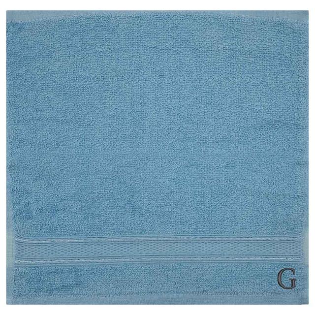 Byft - Letter G Monogrammed Face Towel - 30 x 30 cm - 6pcs - Light Blue