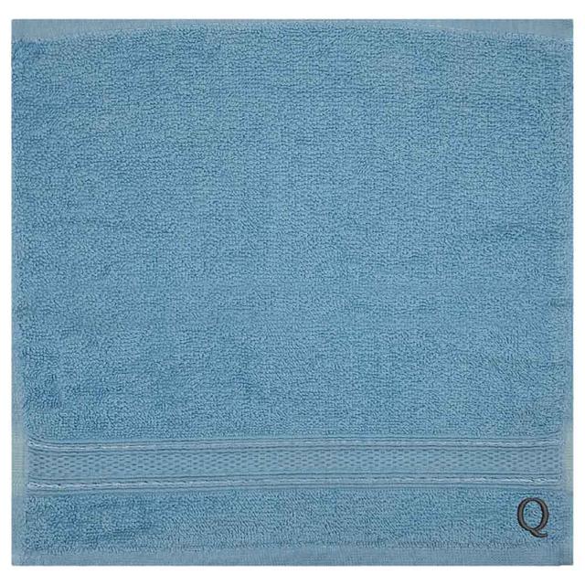 Byft - Letter Q Monogrammed Face Towel - 30 x 30 cm - 6pcs - Light Blue