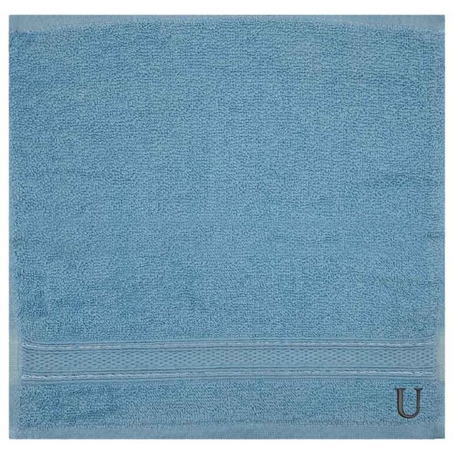 Byft - Letter U Monogrammed Face Towel - 30 x 30 cm - 6pcs - Light Blue