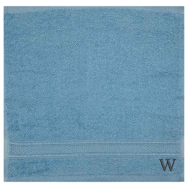 Byft - Letter W Monogrammed Face Towel - 30 x 30 cm - 6pcs - Light Blue