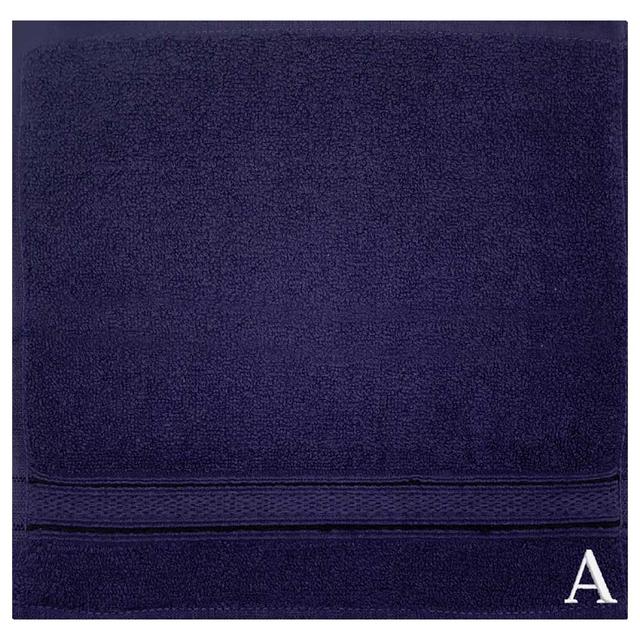 Byft - Letter A Monogrammed Face Towel - 30 x 30 cm - 6pcs - Navy Blue