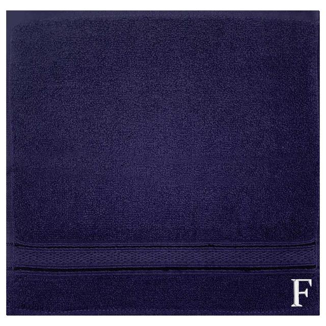 Byft - Letter F Monogrammed Face Towel - 30 x 30 cm - 6pcs - Navy Blue