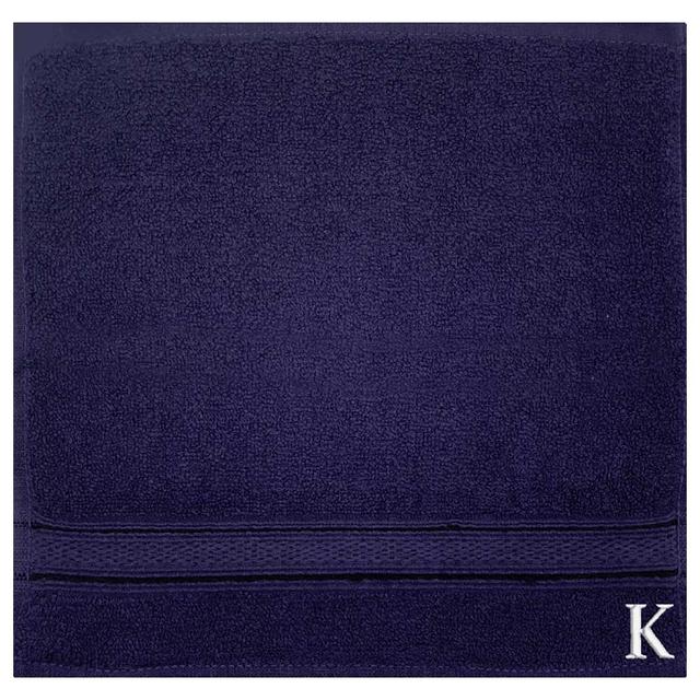 Byft - Letter K Monogrammed Face Towel - 30 x 30 cm - 6pcs - Navy Blue