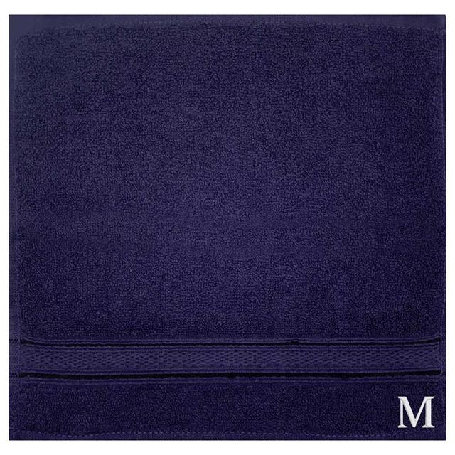 Byft - Letter M Monogrammed Face Towel - 30 x 30 cm - 6pcs - Navy Blue