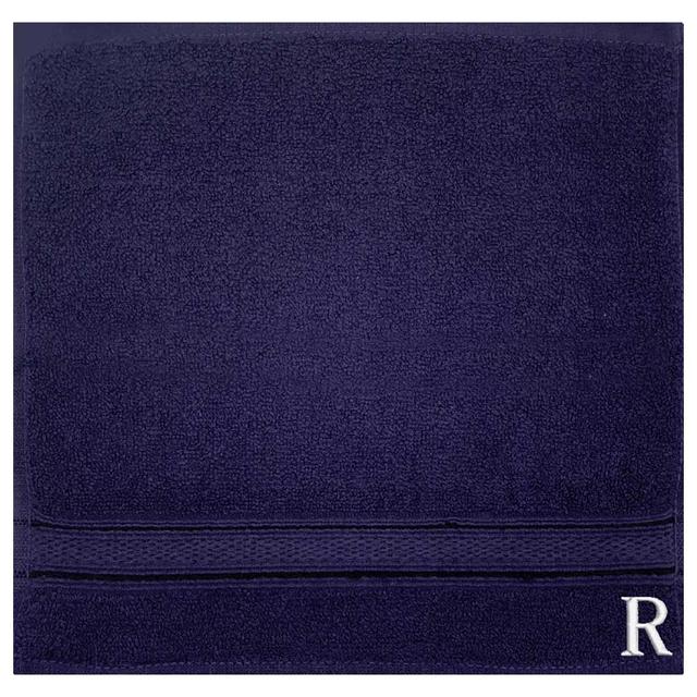 Byft - Letter R Monogrammed Face Towel - 30 x 30 cm - 6pcs - Navy Blue