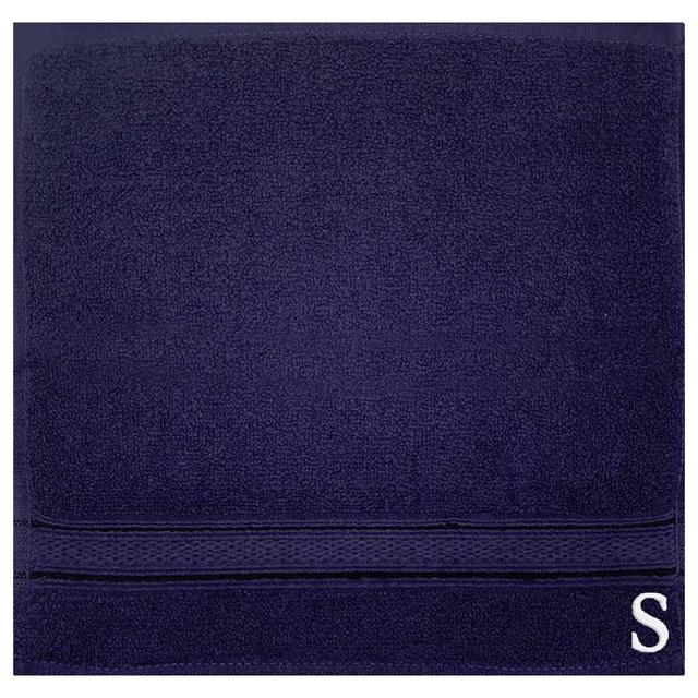 Byft - Letter S Monogrammed Face Towel - 30 x 30 cm - 6pcs - Navy Blue