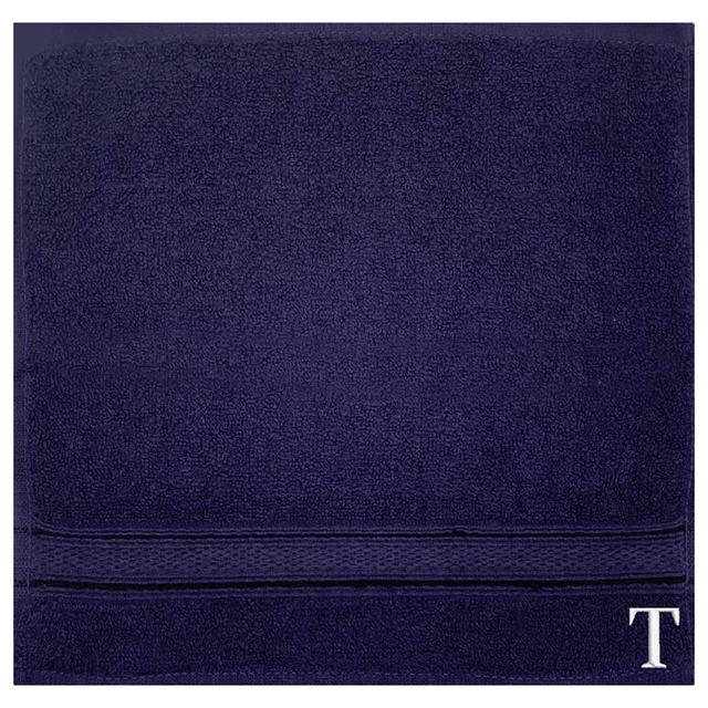 Byft - Letter T Monogrammed Face Towel - 30 x 30 cm - 6pcs - Navy Blue