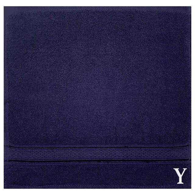 Byft - Letter Y Monogrammed Face Towel - 30 x 30 cm - 6pcs - Navy Blue