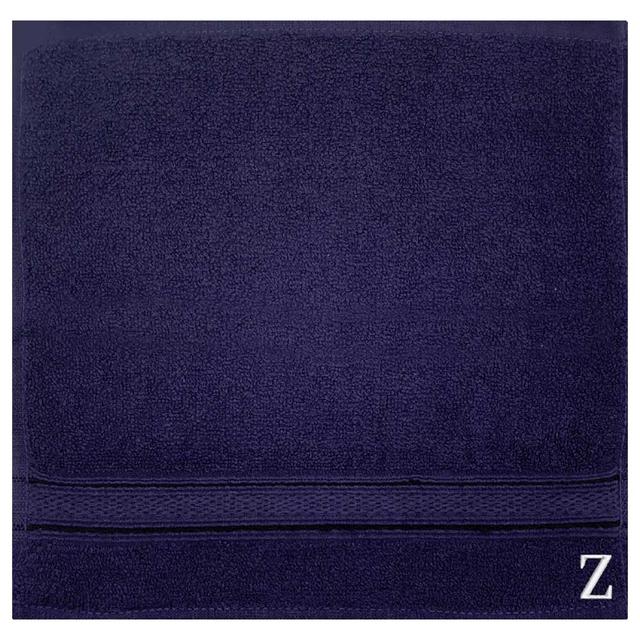 Byft - Letter Z Monogrammed Face Towel - 30 x 30 cm - 6pcs - Navy Blue