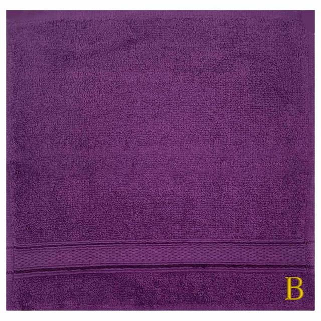 Byft - Letter B Monogrammed Face Towel - 30 x 30 cm - 6pcs - Purple