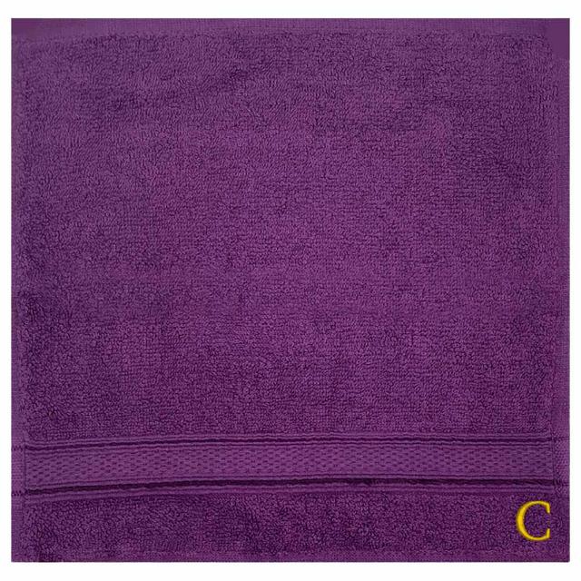 Byft - Letter C Monogrammed Face Towel - 30 x 30 cm - 6pcs - Purple