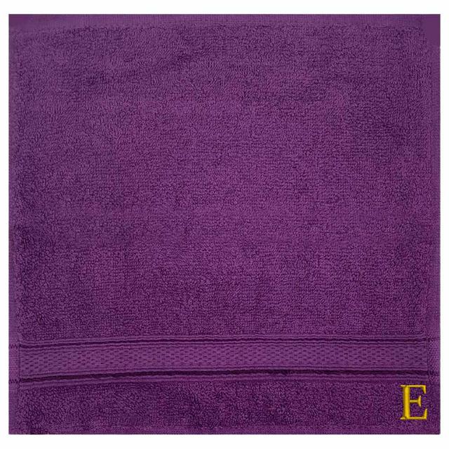 Byft - Letter E Monogrammed Face Towel - 30 x 30 cm - 6pcs - Purple