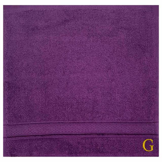 Byft - Letter G Monogrammed Face Towel - 30 x 30 cm - 6pcs - Purple