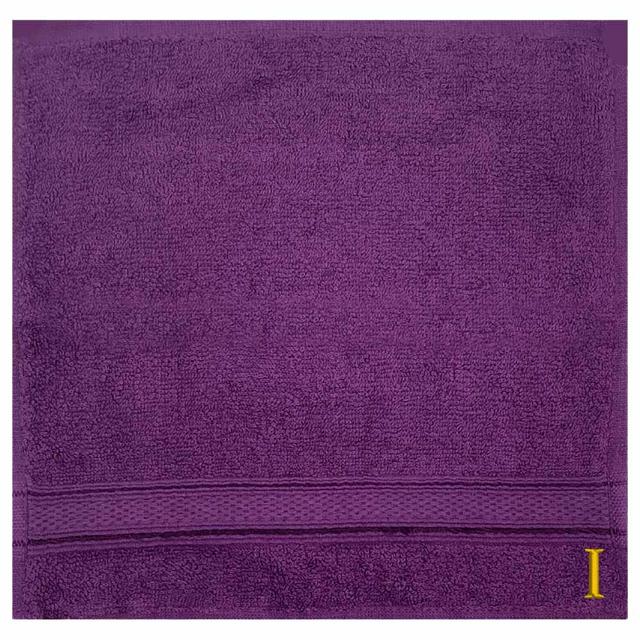 Byft - Letter I Monogrammed Face Towel - 30 x 30 cm - 6pcs - Purple