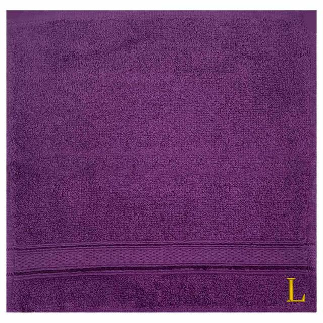 Byft - Letter L Monogrammed Face Towel - 30 x 30 cm - 6pcs - Purple