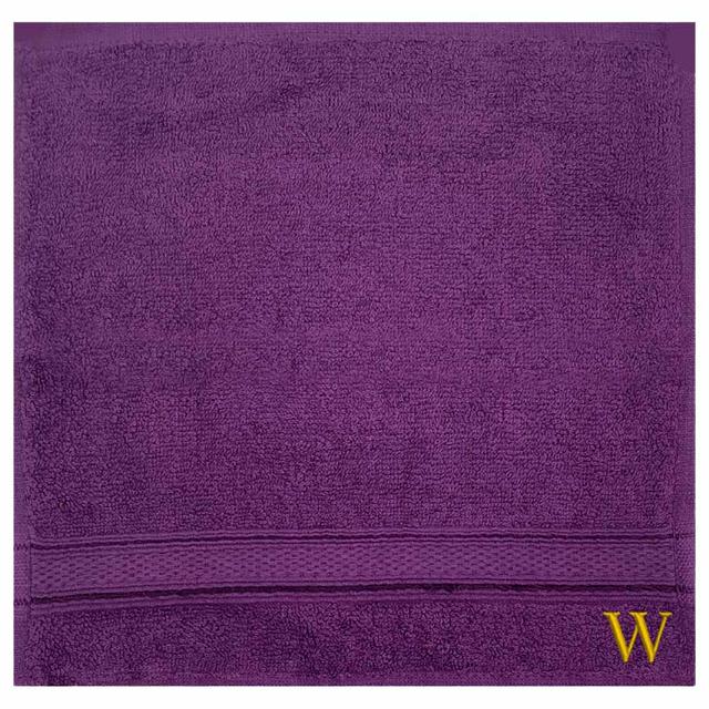 Byft - Letter W Monogrammed Face Towel - 30 x 30 cm - 6pcs - Purple