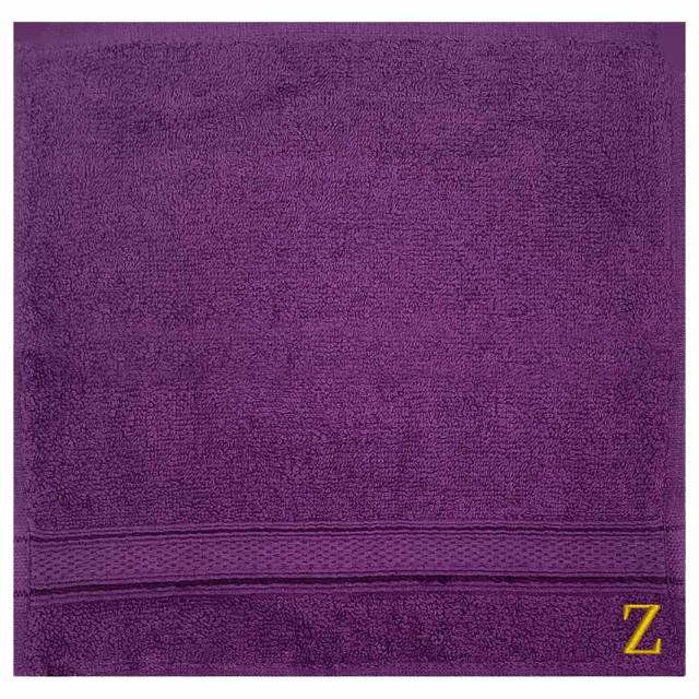 Byft - Letter Z Monogrammed Face Towel - 30 x 30 cm - 6pcs - Purple