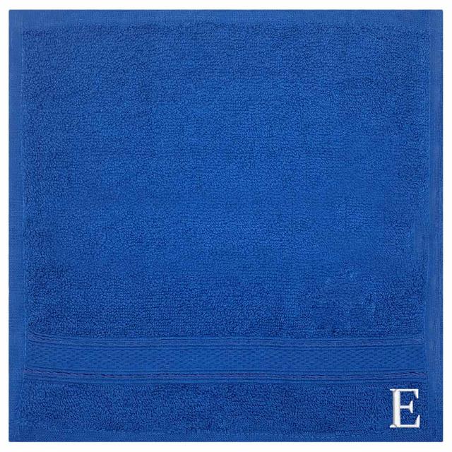 Byft - Letter E Monogrammed Face Towel - 30 x 30 cm - 6pcs - Royal Blue