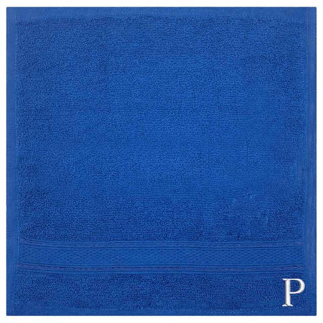 Byft - Letter P Monogrammed Face Towel - 30 x 30 cm - 6pcs - Royal Blue