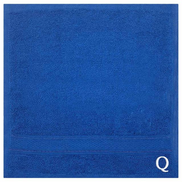 Byft - Letter Q Monogrammed Face Towel - 30 x 30 cm - 6pcs - Royal Blue