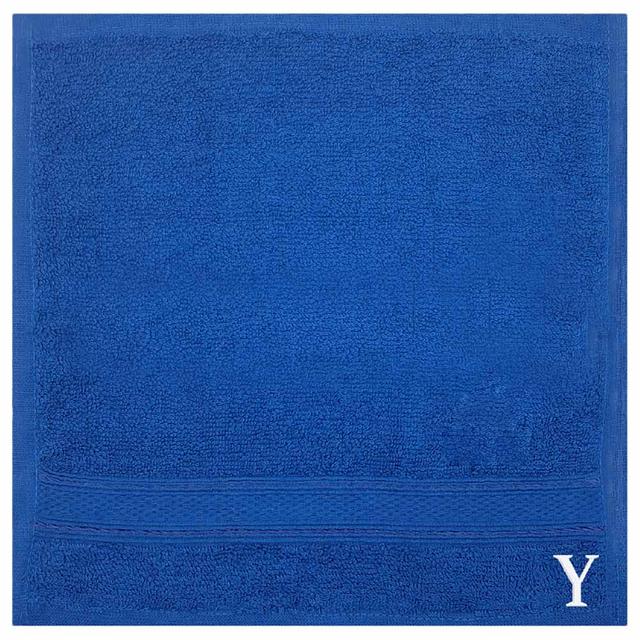 Byft - Letter Y Monogrammed Face Towel - 30 x 30 cm - 6pcs - Royal Blue