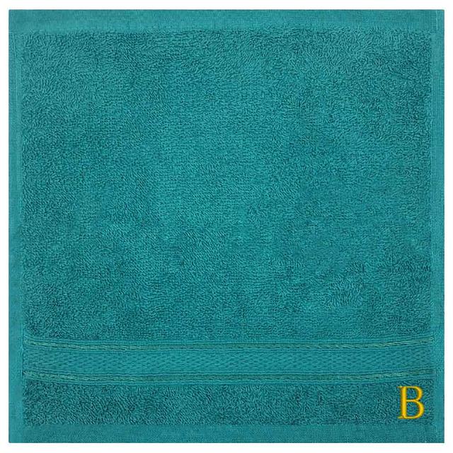 Byft - Letter B Monogrammed Face Towel - 30 x 30 cm - 6pcs - Turquoise Blue