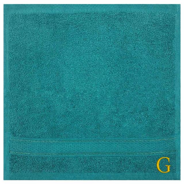 Byft - Letter G Monogrammed Face Towel - 30 x 30 cm - 6pcs - Turquoise Blue