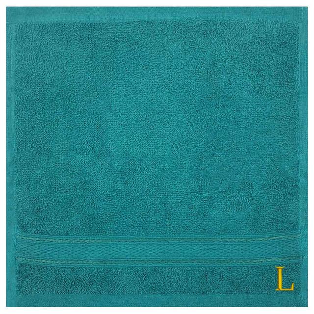 Byft - Letter L Monogrammed Face Towel - 30 x 30 cm - 6pcs - Turquoise Blue